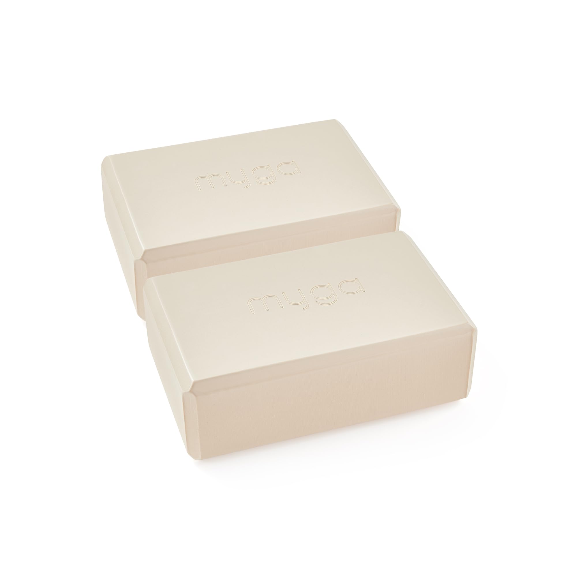 Myga Yoga Blocks - Pair of High Density Foam Bricks for Yoga, Pilates and Fitness for Balance, Support & Flexibility - Non Slip, Lightweight & Durable Foam Blocks for Home, Gym & Travel (Sand)