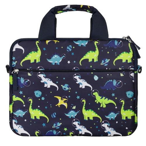 Foxstory Kids Tablet Bag for Boys Kids Tablet Carrying Case for Fire HD 10 HD 8 Fire 7 Sleeve Bag Kid Kindle Bag iPad Bag for Kid Dinosaur Navy