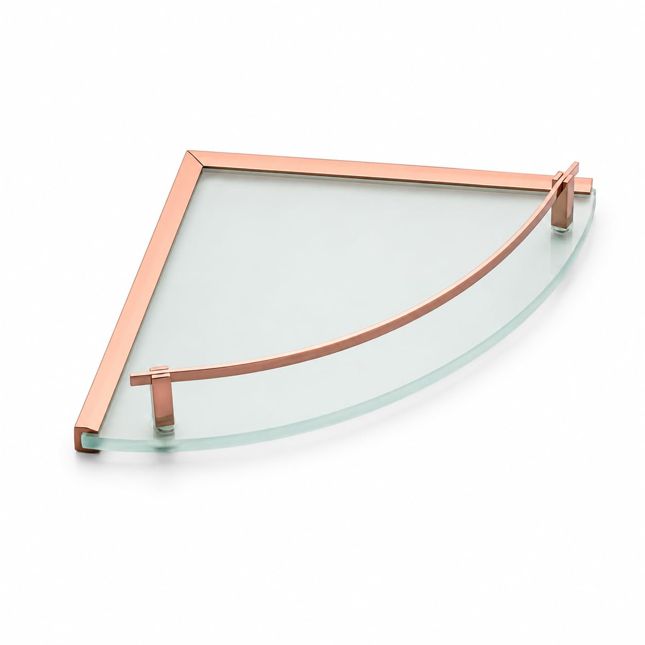 Front Glass Shelf Corner with Frosted Glass for Bathroom & Kitchen | Storage Bathroom Accessories | Modern Wall Shelf for Toiletries, Decor & Accessories - Pack of 1 (Rose Gold, 8" x 8")-image-44
