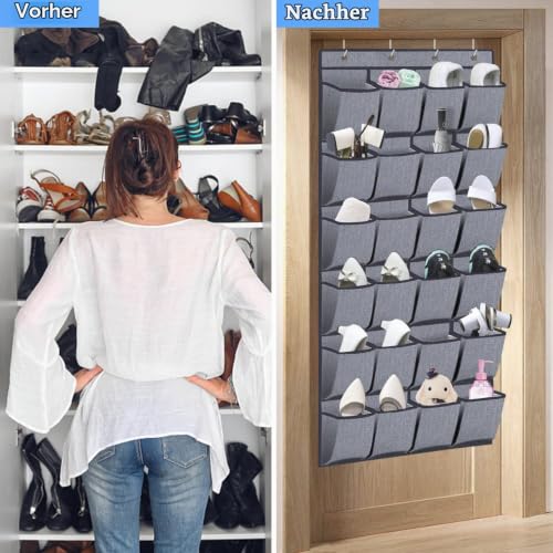 homyfort Organizer über der Tür für Schuhe, schuh regal Ordnungssysteme Schuhaufbewahrung, hängender Schuh-Halter, mit 24 Taschen… – Ansicht 5