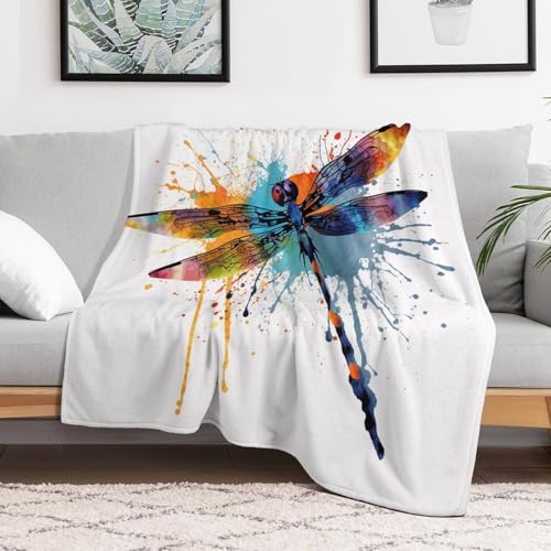 Couverture flanelle libellule 150x200 cm légère et douce pour canapé et lit - 6