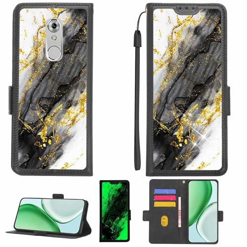 Aroepurt hülle Kompatibel Für ZTE AXON 7 Mini Hülle Hülle Handyhülle Schutzhülle [Mit 9H Festigkeit HD Schutzfolie][RFID-Blockierung][Goldglitter + Leuchtend] LPT-HDL