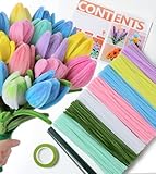 Tiehuoxia Set di 300 scovolini per fiori, macaron, per artigianato e arte, kit di steli in ciniglia per fai da te, decorazioni