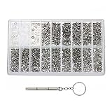 Brillenreparaturset 1000 Stück Brille Schrauben mit Schraubendreher Pinzette, Brillenwerkzeug Set, für Brillen Uhren Sonnenbrillen Schmuck Laptop Schmuck