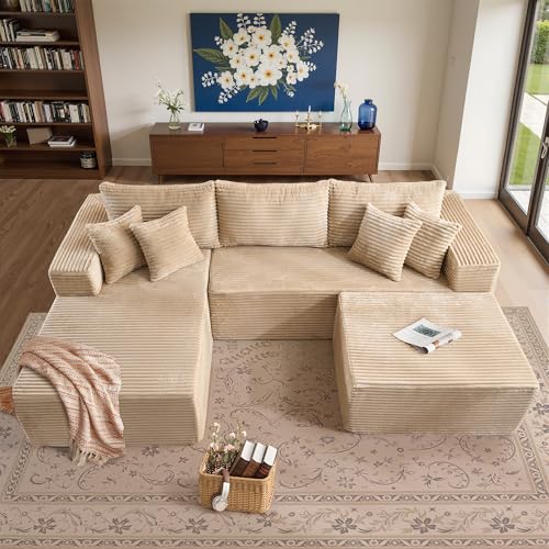 ALTRIGUS 108" Boneless Cloud Couch with Ottoman, Moudular Sectional Sofa