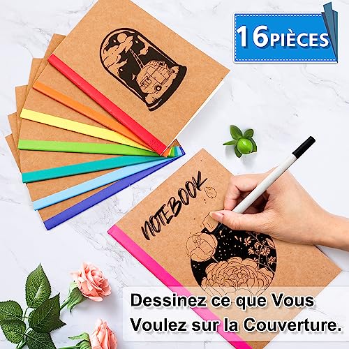 Carnet de notes A5 dos arc-en-ciel 8 couleurs cahier kraft ligné 60p - 3