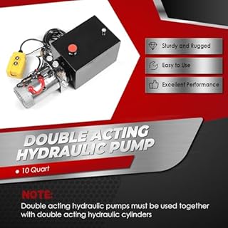 Nakkaa 12V DC Hydraulic Power Device 10 Quart Double Acting Hydraulic Dump Trailer Pump for Lifting and Lowering Dump Trailer Trucks