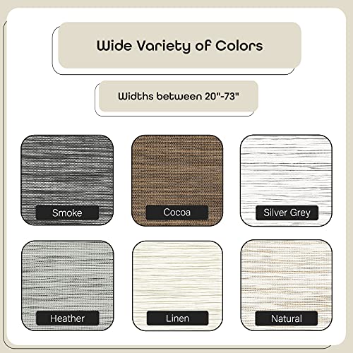 Cordless Privacy Jute Window Roller Shade - 70 Inch Width, 72 Inch Length - Heather - Light Filtering Woven Natural Fiber Horizontal Windows Blinds By Achim Home Decor #TOP4