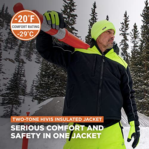 RefrigiWear Black/Lime Hivis Insulated Work Jacket for Men, -20°F (-29°C), Medium2