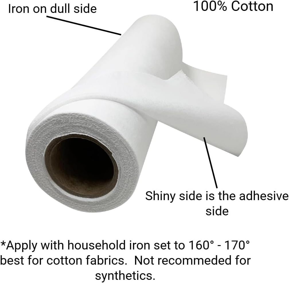 H.B.I. Products 12" x 10 Yd Cotton White Fusible Woven Iron On Interfacing for Sewing & Crafts