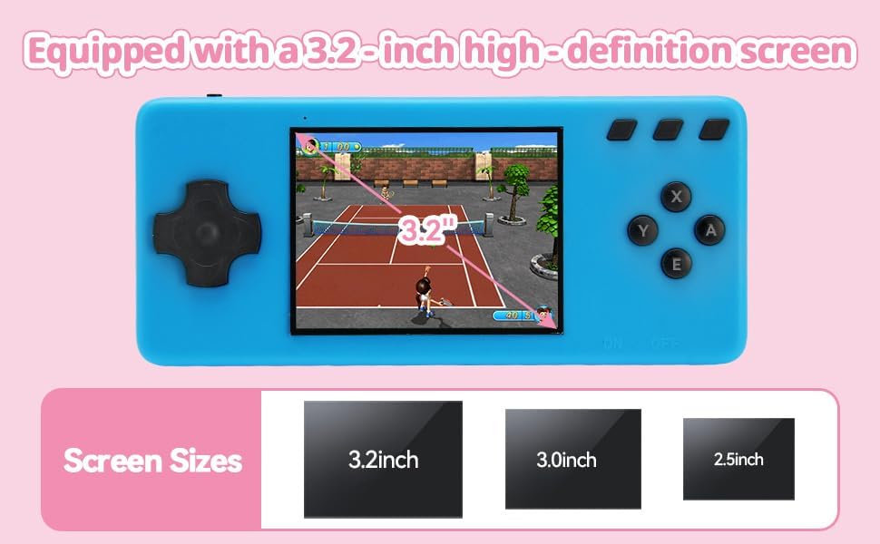 Miniatura 8 de Consola de juegos portátil, consola de videojuegos portátil con juegos retro, pantalla de 3.2 pulgadas, batería recargable, auriculares integrados y