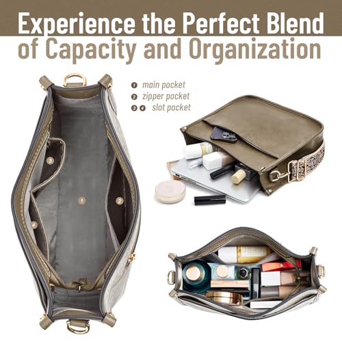 Image of WOOMADA Hobo Handbag for Women Vegan Leather Crossbody Bags Trendy Shoulder Bag with 2 Adjustable Strap(1pc-apricot)