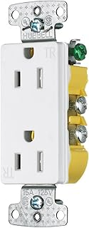 Bryant Electric RRD15SWTR Residential Decorator Duplex Tamper Resistant Receptacle, 15 Amp, 125V, Push & Side Wire Terminal, Self-Grounding, White