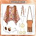MOVINPE 70s Hippie Costume for Women Accessories Set, Tie Dye Flower Tassel Poncho Fringe Bags Headbands Sunglasses Peace Sign Necklace Earrings 60s Costume Halloween Retro Outfit