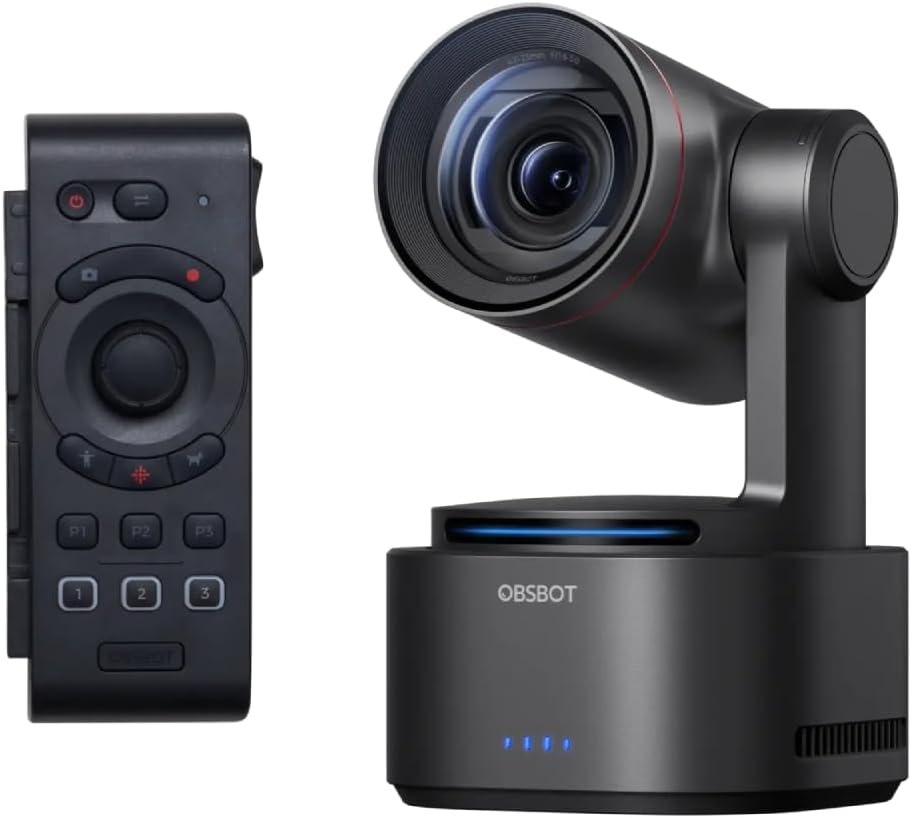 OBSBOT Tail 2 PTZR NDI Camera 4K@60FPS Bundle with Remote Contoller, Pro AI Tracking, 1/1.5" CMOS, 50MP, 5X Optical Zoom, 12X Hybrid Zoom, SDI/HDMI/IP/USB 3.0 Output, Live Production Camera