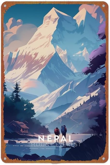 Nepal Mount Everest Scenic Poster Vintage Metal Sign Wall Decor