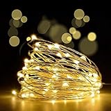 [2 Pack] 10M 100 LEDs Lichterkette, JOLALIA Fairy Lights Kupfer Batterie mit 8 Modi IP65 Wasserdicht Fernbedienung & Timer Lichterketten für Zimmer Weihnachten Party Deko wohnzimmer Warmweiß