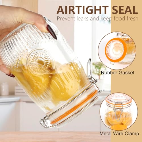 Image of 32 oz Glass Jars with Airtight Lids, 6 Pack Wide Mouth Mason Jars