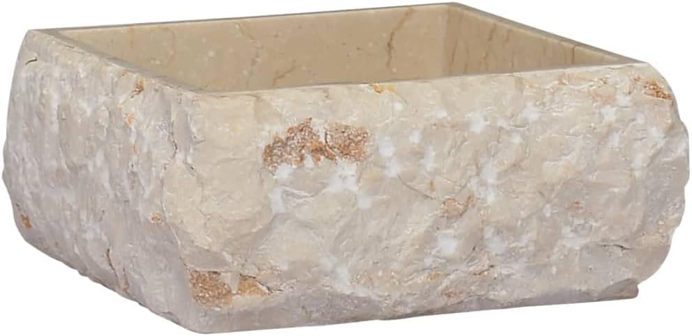 vidaXL Sink Home Indoor Bathroom Washroom Hardware Plumbing Fixture Interior Sink Wash Bowl Natural Stone Basin Vanity Vessel Cream Marble