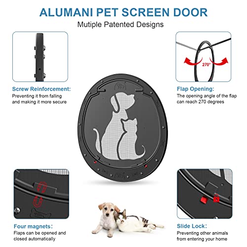 Alumani Pet Screen Door For Dog ,Dog Door For Screen Door Frame Size Is 12.5*12 Inch,Screen Door With Doggie Door Built In,Patent Desigh Pet Screen Door With Lockable Magnetic Flap For Dog Door,Black #TOP2