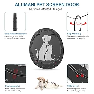   Pet-Screen-Door-for-Pet-Pet-Door-for-Screen-Door-Frame-Size-is-125-12-Inch-Patent-Desigh-Pet-Screen-Door-with-Lockable-Magnetic-Flap-for-Pet-Door-Black