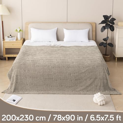 Image of HOKIPO Fleece AC Blanket Double Bed Queen, 200X230 cm / 6.5X7.5 Feet, Brown (NEW-AR-6206-BRN)