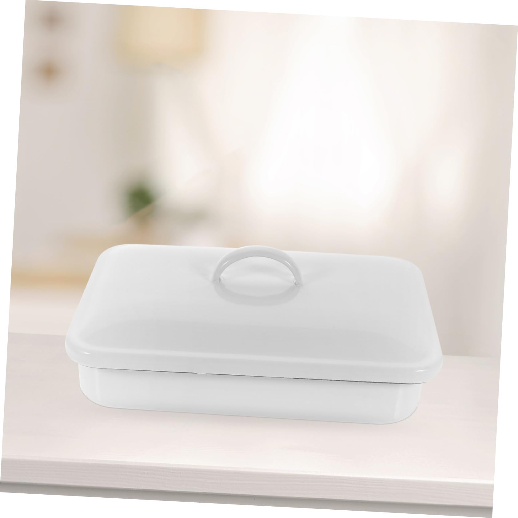 Weiße Emaille Brotbackform 30x20cm mit Hitzebeständiger Beschichtung Antihaft Backblech und 4 Stützpunkten als Backblech für Restaurant und Kuchenformen