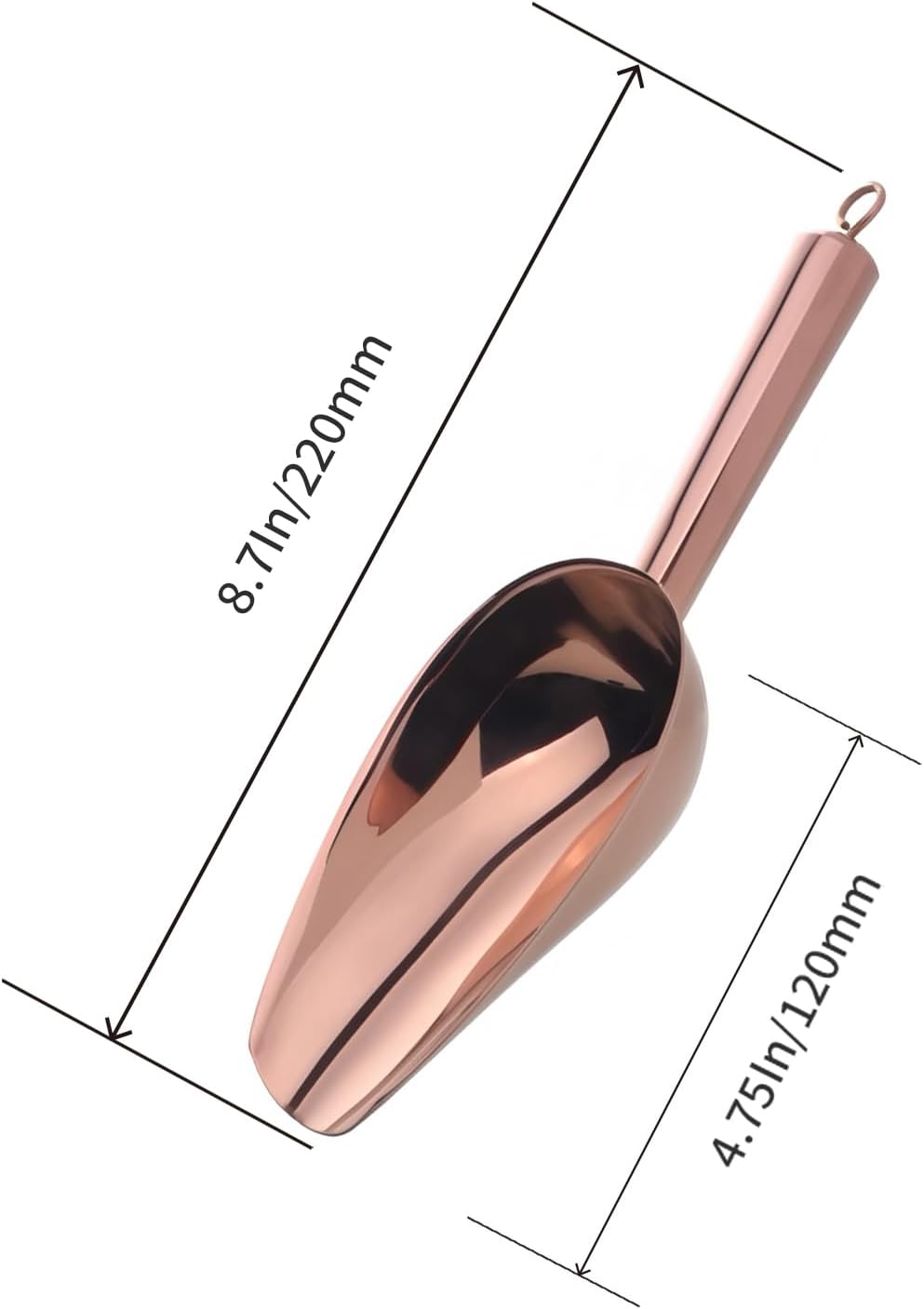 6 oz Heavy Duty Stainless Steel Ice Scoop, Rose Gold