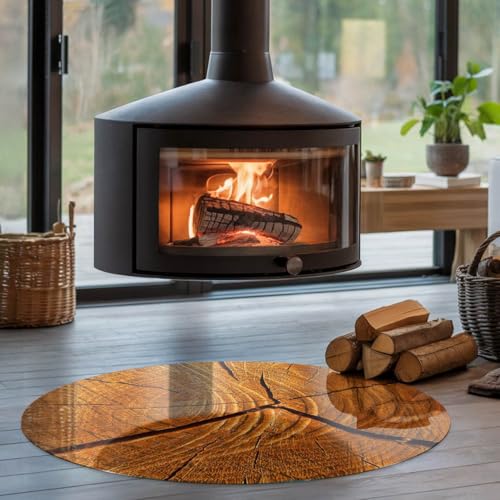 Placa térmica bajo chimenea de 100 cm con diseño de veta de madera 5