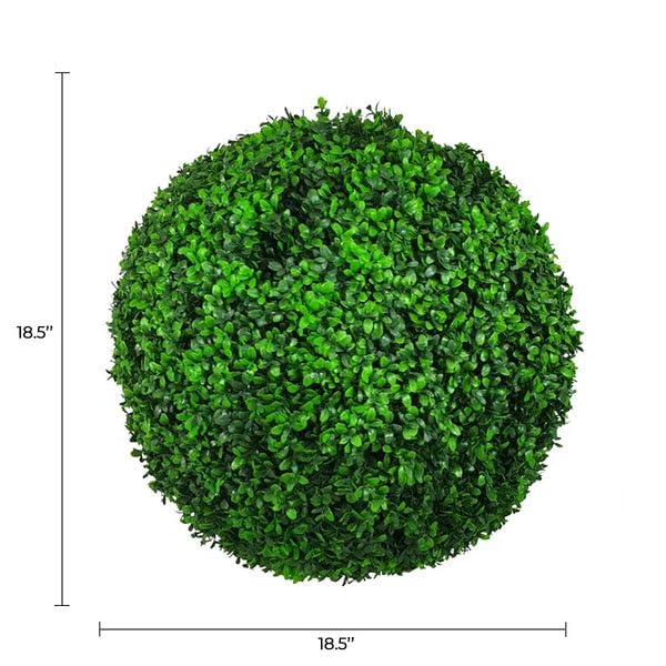 Designer Plants Artificial Bright Dense Boxwood Topiary Ball Set - Faux Boxwood Ball for Outdoor Patio Garden Balcony Backyard and Indoor Home Decoration | UV Resistant Material | 18.5 Inch(2 Balls)