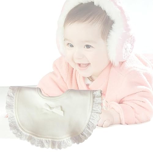 Miniatura 2 de Healifty Baberos de encaje de princesa para bebé, impermeables, de algodón, para comedor, baberos, baberos, baberos, toalla para bebé Blanco