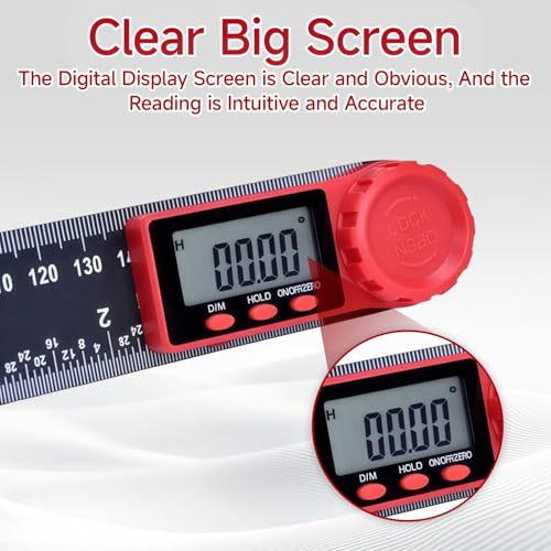 Winkelmesser, 2 in 1 Digitaler Winkelmesser, 360°Rotierender Winkelmesser Digital mit Lcd Anzeige, für Holzbearbeitung Messung, Konstruktionsreparaturen 200 mm