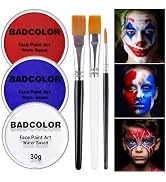 US Flag Red White And Blue Joker Face Body Paint, Water-Based Face Painting Kit with Brushes for ...