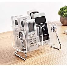 Acrylic Multipurpose Holder Box For Remote Control, Mobile Phone, Key Storage, Stationary, Tv Air-Conditioner Remote Control Home Desk Storage Stand Organizer Caddy 6-Slot, Transparent