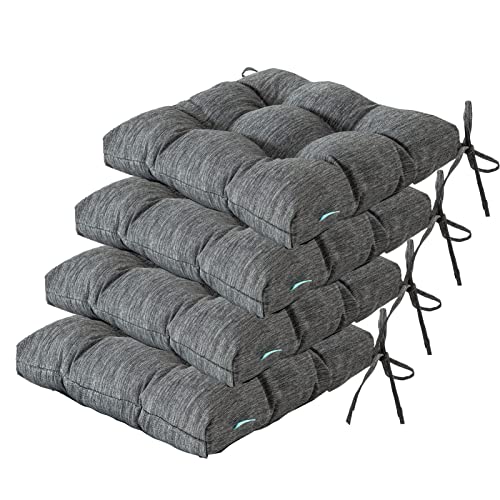 Image of QILLOWAY Indoor /Outdoor Square Seat Patio Cushion - 19-Inches,Pack of 4 (Charcoal Grey /Black)