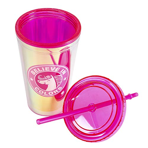 Copo Canudo Holográfico 500ml Unicórnio Uatt?