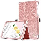 Case for Samsung Galaxy Tab E 8,DUEDUE Sparkly Glitter Shockproof Slim PU Leather Flip Folio Stand Full Body Protective Smart Case with Pencil Holder for Galaxy Tab E 8 inch(SM-T377/SM-T375),Rose Gold