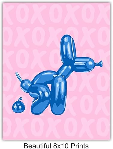 Miniatura 5 de Restroom Decor Trendy Room Decor - Pink Blue Pop art Modern art Bath Decor - funny Bathroom Poster Set - Cute Aesthetic Decoration - Balloon Dog