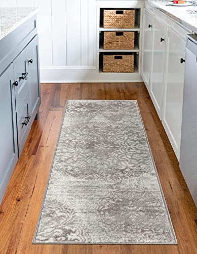 Unique Loom Sofia Collection Area Rug - Grand (2' X 6' 9" Runner, Light Gray/ Ivory) #TOP3