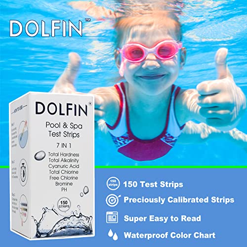 7 In 1 Pool Test Strips, 150 Count Hot Tub Test Strips, Testing Kit For Spa, Accurate Test Bromine, Total Alkalinity, Ph, Free Chlorine, Total Hardness, Cyanuric Acid, And Total Chlorine #TOP5