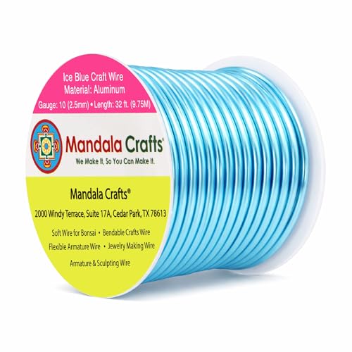 Image of Mandala Crafts 10 Gauge Ice Blue Anodized Aluminum Craft Wire, 32 FT