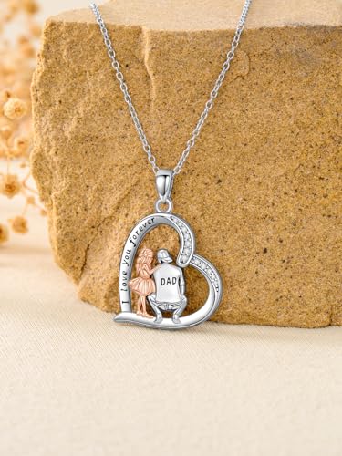 Dorunmo Father Daughter Necklace 925 Sterling Silver Daughter Necklace from Dad Heart Pendant I Love You Forever Mother's Day Jewelry for Women3