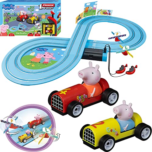 Carrera First Peppa Pig - Slot Car Toy Race Track with Spinners - Incluye 2 Coches: Peppa y George - Juego de carreras a pilas para niños a partir de 3 años