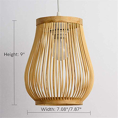 Pendant Light, BAYCHEER Retro Gourd Corridor Lamp Wove Lantern Single Light Ceiling Light Pendants Fixture Hanging Lighting with Shape Rattan for Teahouse Dining Room Patio in Beige, 7.08 inches - Image 2