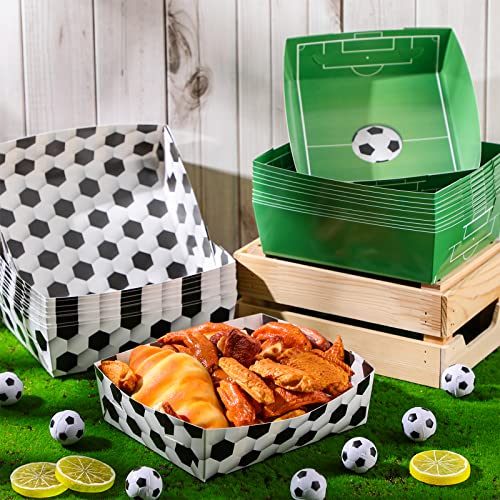 Sawysine 36 Pack Soccer Party Favors Large Soccer Plates 5lb Paper Serving Trays Nachos Food Boats Disposable Bowls for Carnival Birthday Party Decorations