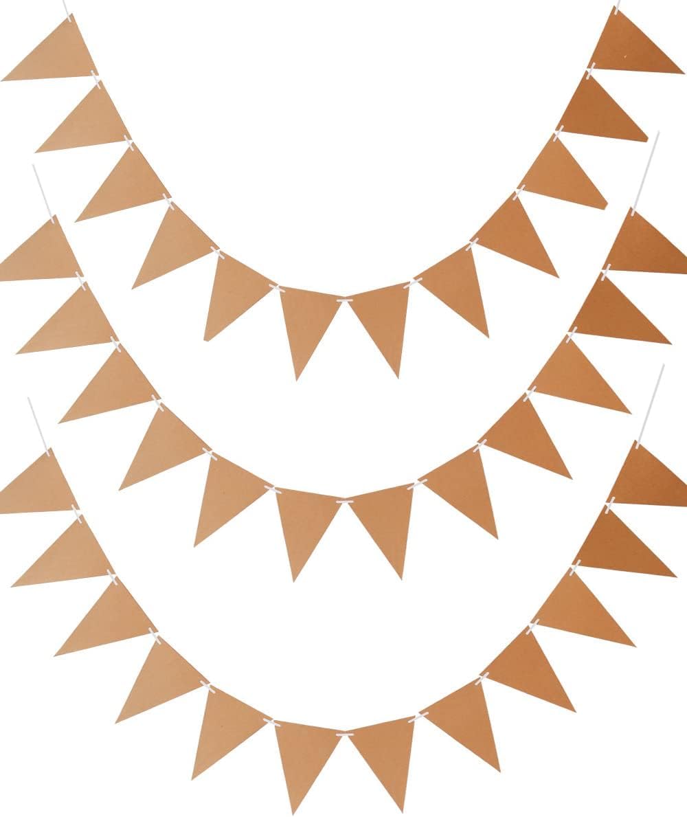 Tazweeq DIY Kraft Card Banner, 3pcs Make Your Own Bunting Banner, 22 * 17cm Triangle Flags for DIY Painting Writing