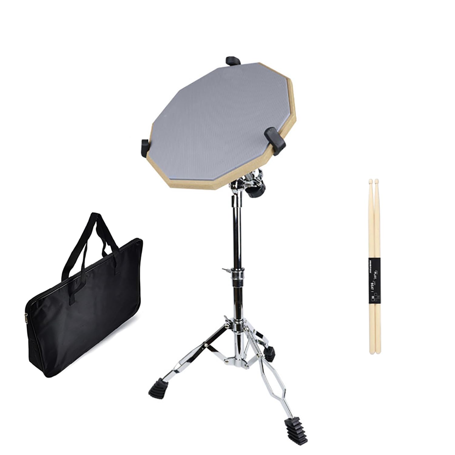 Caja Sorda Tambor，Drum Pad，Kit de Entrenamiento de Batería ，Allenamento Batteria Silicona 12"para Adultos con Soporte de Caja Doble cara Baquetas Bolsa，30,5 cm, Silencio de Doble cara