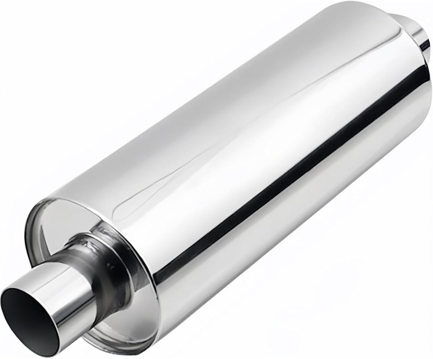 2" Inlet/Outlet Universal Exhaust Resonator – 16" Long Straight-Through Muffler, 1.5mm Thickness Polished Stainless Steel