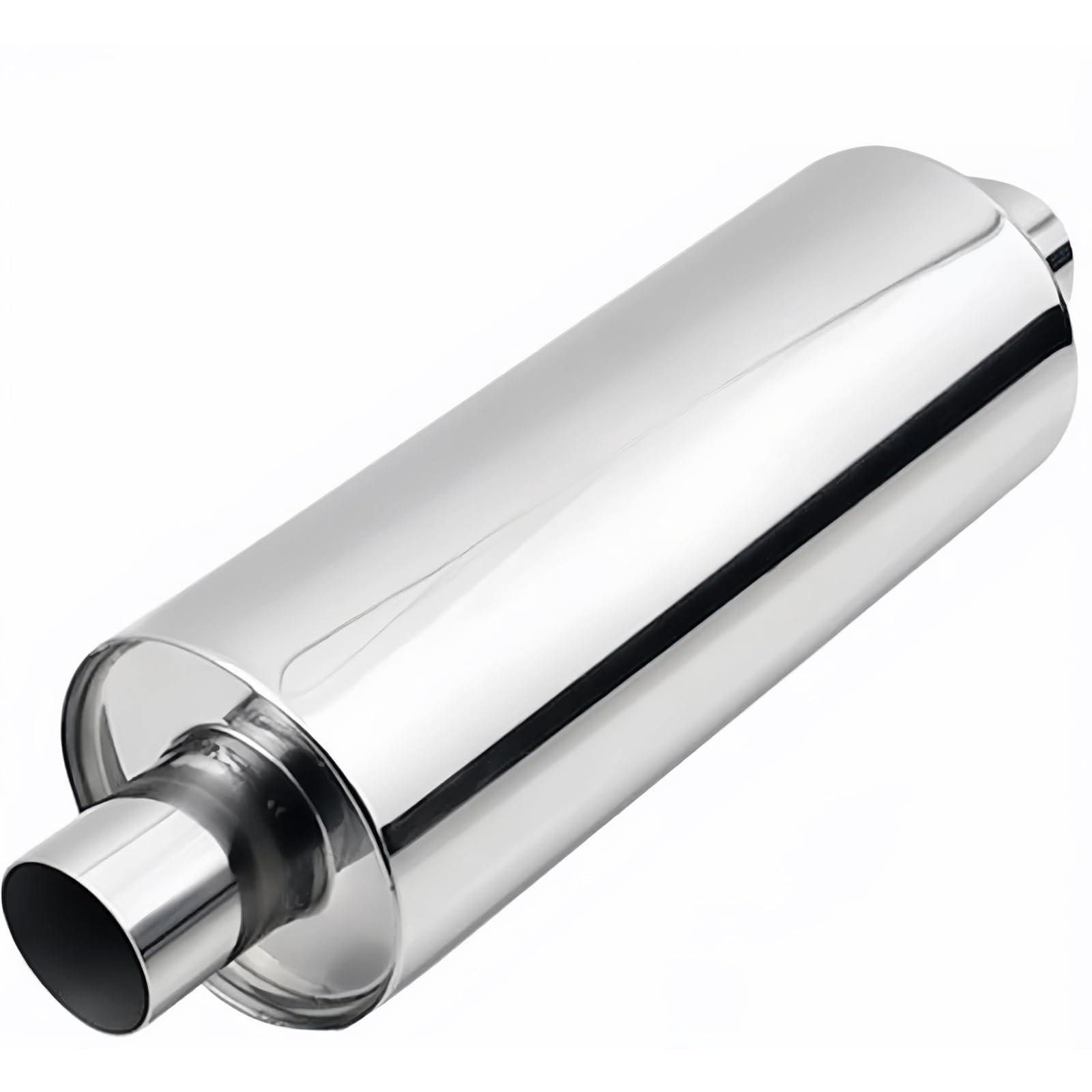 2" Inlet/Outlet Universal Exhaust Resonator – 16" Long Straight-Through Muffler, 1.5mm Thickness Polished Stainless Steel