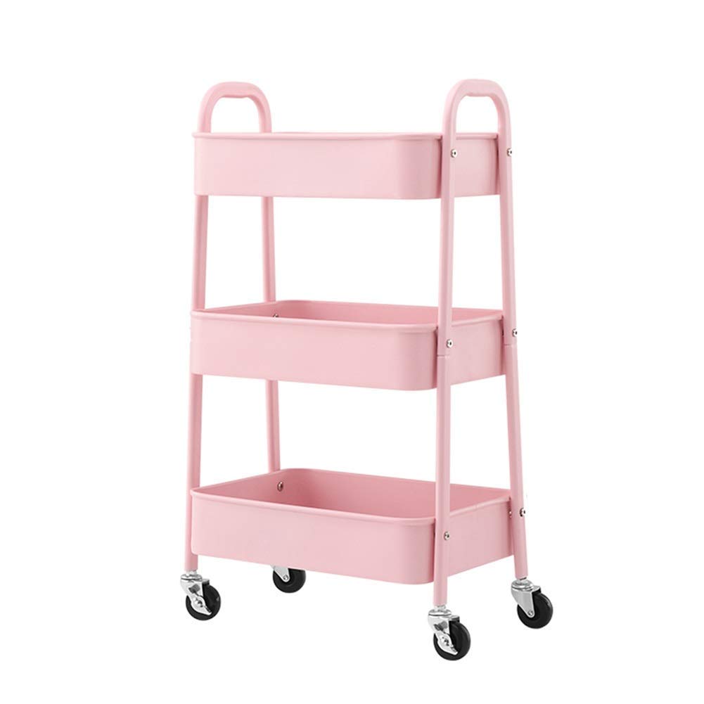 Chariot de stockage dentaire et esthétique rose pour trier le matériel professionnel